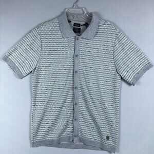 Buffalo David Bitton Knit Polo Shirt Mens Size Large Button Up Gray